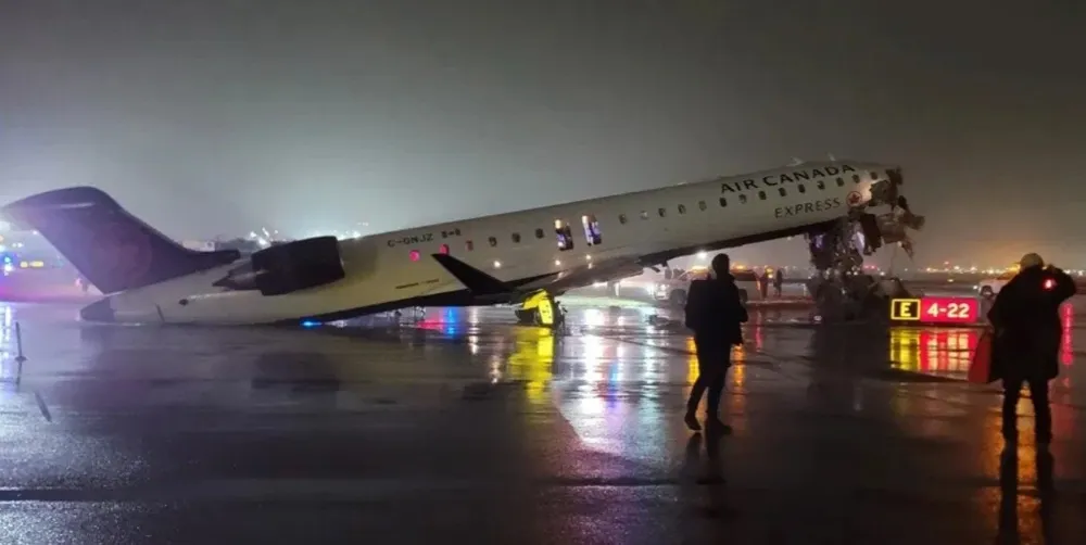 Air Canada Express plane collides with ground vehicle at LaGuardia Airport