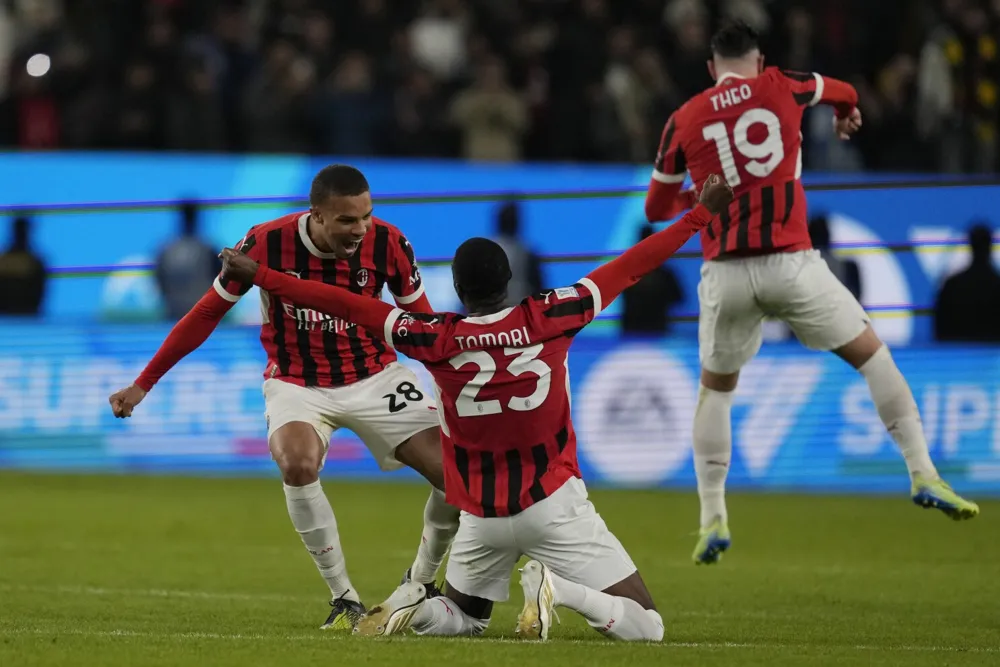 AC Milan clinches Italian Super Cup with thrilling 3-2 comeback against Inter Milan