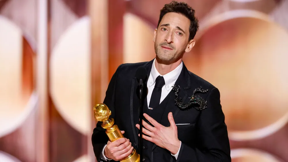 Adrien Brody Thanks Girlfriend Georgina Chapman for Support at Golden Globe Win