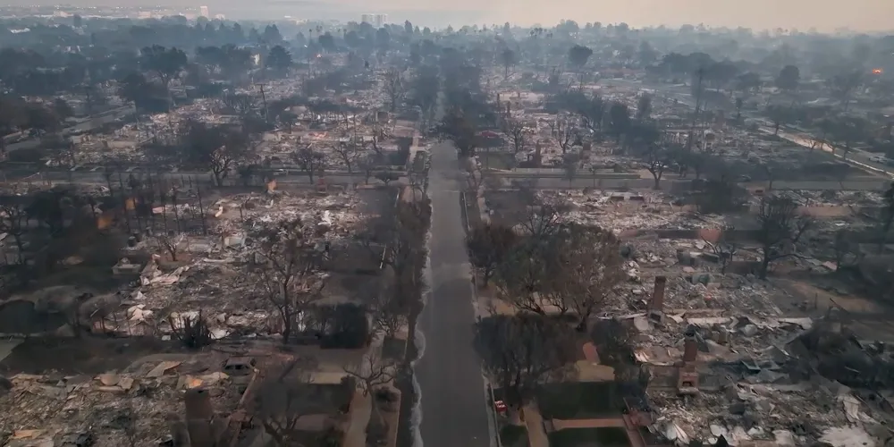 Aerial Footage Reveals Destruction in Pacific Palisades from LA Wildfires