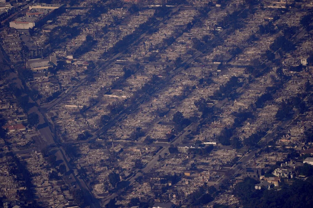 Aerial Images Reveal Extensive Damage from Pacific Palisades Wildfire