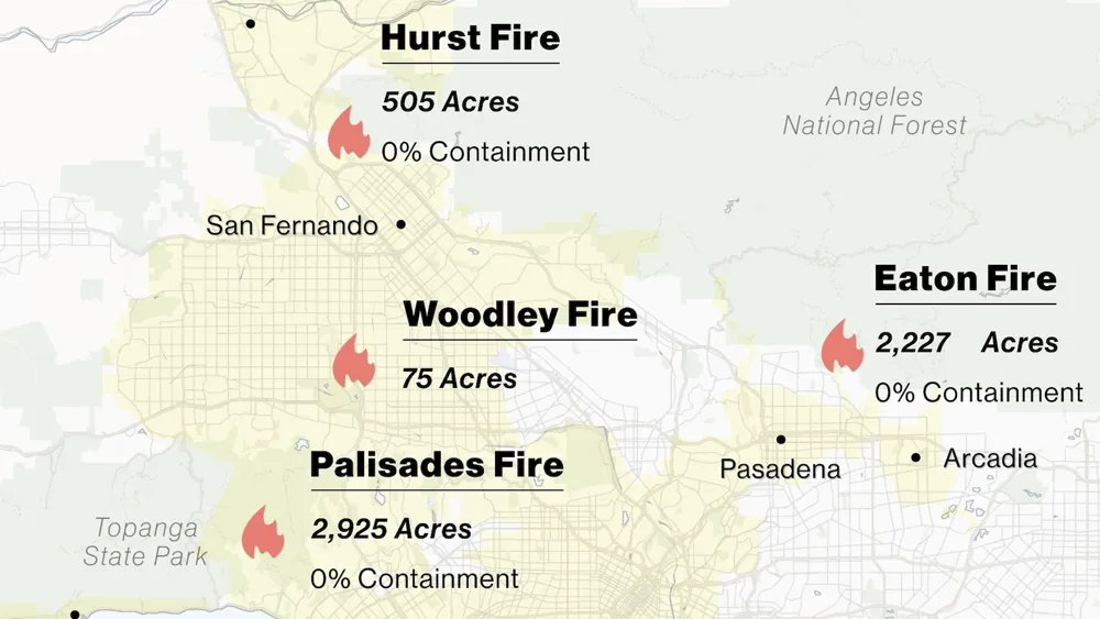 California Wildfires Cause Evacuations, Power Outages, and Hazardous Air Conditions