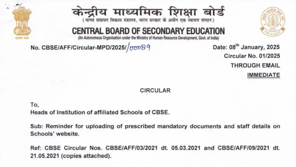 CBSE mandates schools to upload teacher details and ensure website functionality