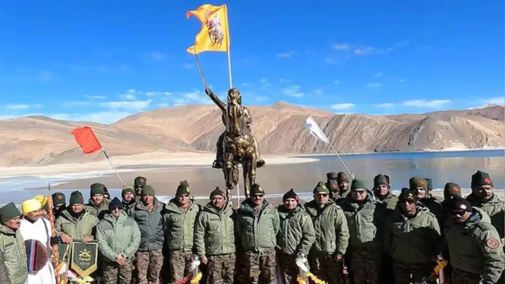 Chhatrapati Shivaji's Statue Installed at 14,300 Feet Near Pangong Lake