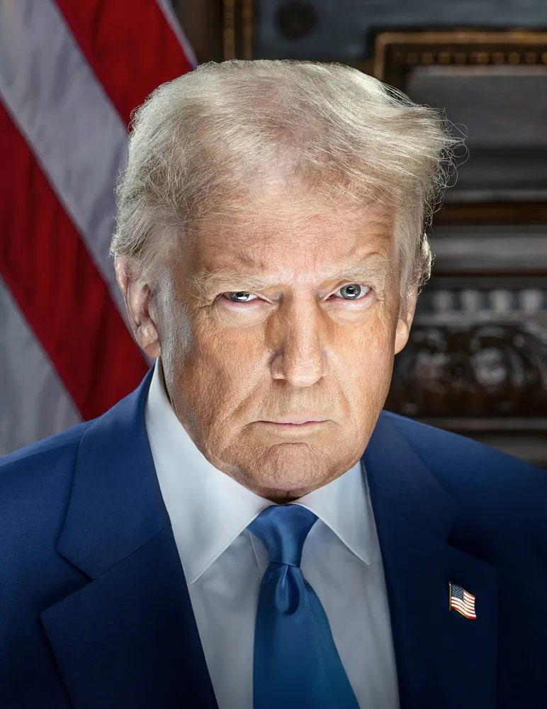 Donald Trump's Official Portrait Released, Echoing Mugshot Vibes