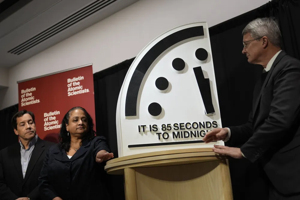Doomsday Clock sets record low at 85 seconds to midnight, reflecting global tensions