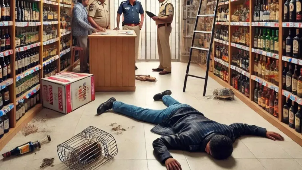 Drunken burglar caught after breaking into Telangana wine shop