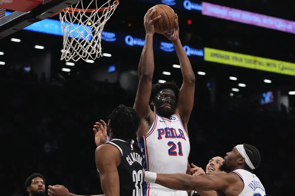 Embiid leads 76ers to dominating 123-94 win against depleted Nets