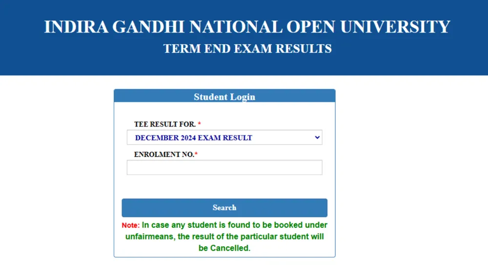 IGNOU Declares December 2024 Term-End Exam Results: Access Link and Details