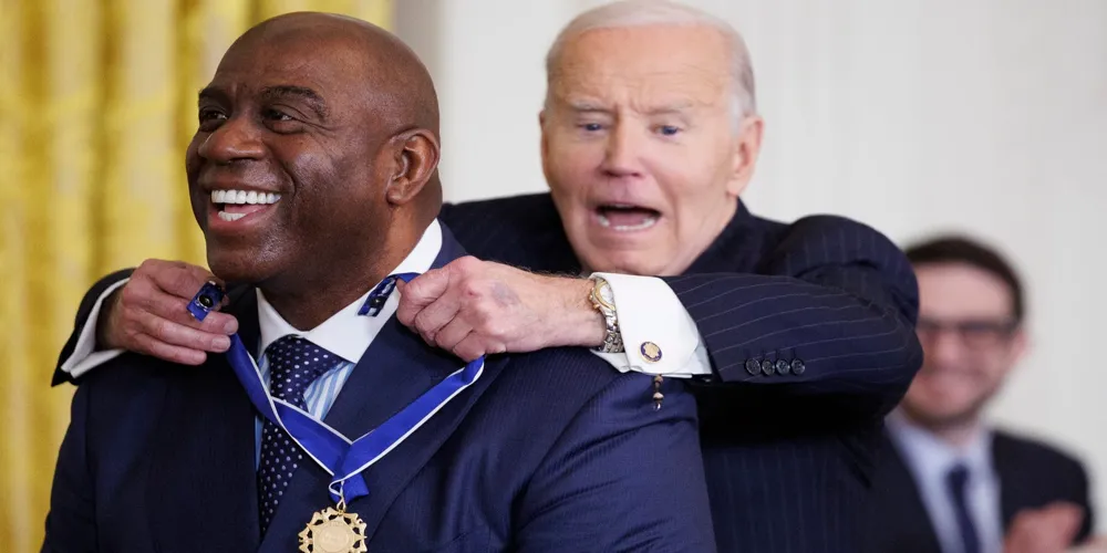 Magic Johnson Receives Presidential Medal of Freedom from Biden