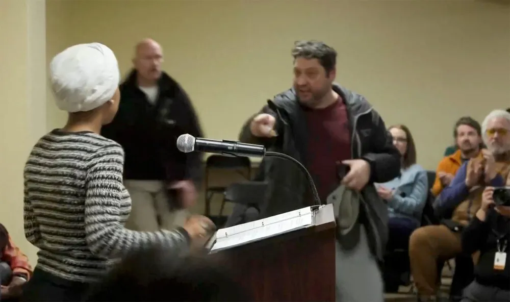Man attacks Rep. Ilhan Omar by spraying unknown liquid during town hall