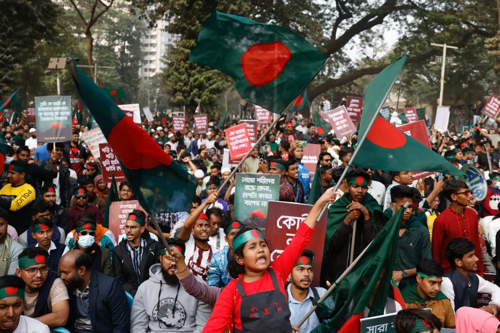 Massive Rally Held in Dhaka to Commemorate Uprising that Ousted Prime Minister Hasina