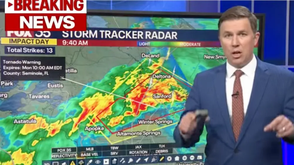 Meteorologist Delivers Urgent Tornado Warnings Live as Twister Strikes Orlando TV Station