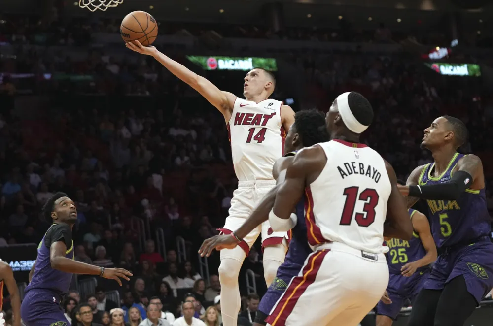 Miami Heat Dominates Pelicans 119-108 with Herro's 32 Points and Adebayo's Near Triple-Double