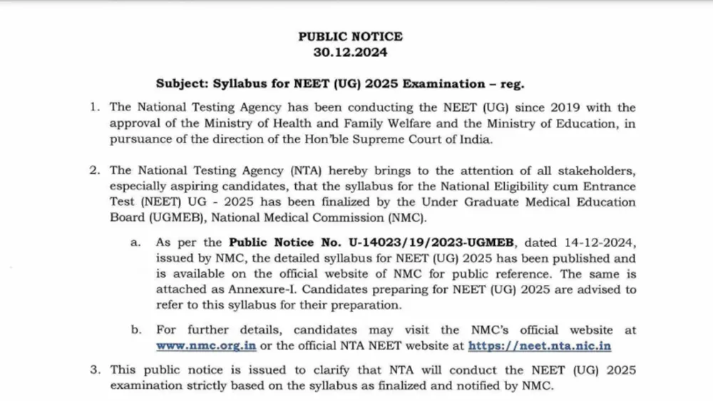 NEET UG 2025: Official website launched with detailed syllabus available now