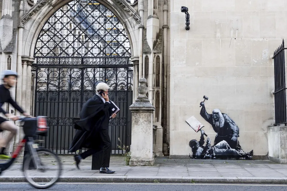 New Banksy Mural Depicts Judge Beating Protester, Subsequently Covered Up