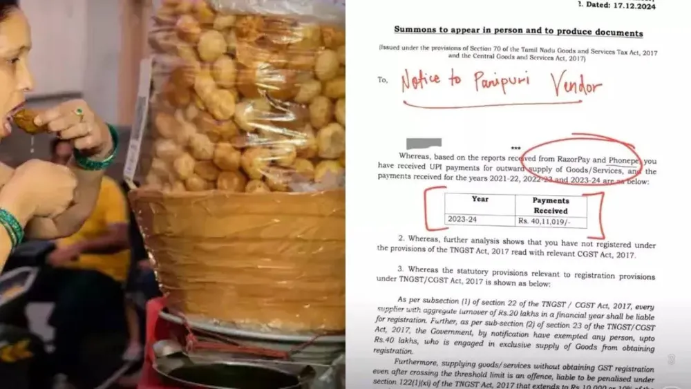 Pani Puri Vendor Encounters GST Notice for Rs 40 Lakh Transactions Amid Social Media Jests