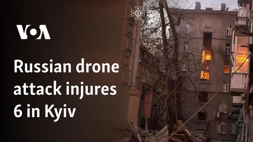 Russian Drone Strike Injures Six in Kyiv