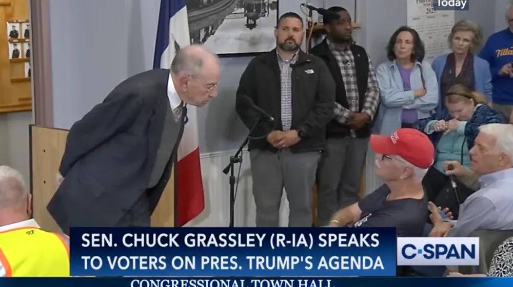Grassley Faces Constituents’ Outrage Over Trump’s Policies at Iowa Town Hall