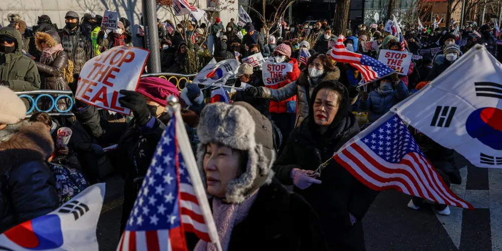 South Koreans Rally with Trump's 'Stop the Steal' in Support of Impeached President Yoon