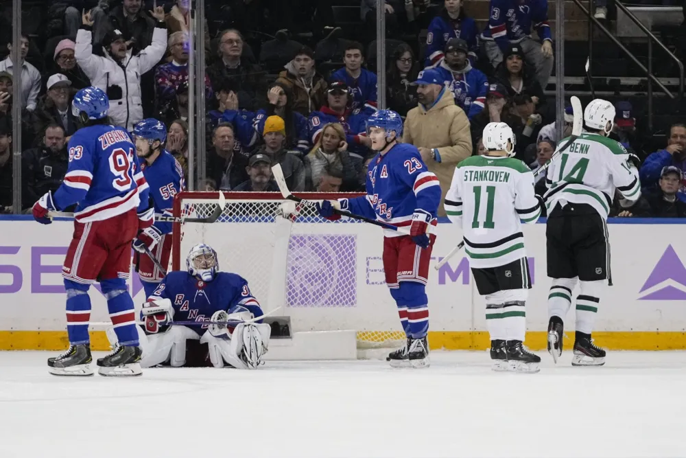 Stars Overcome 3-Goal Deficit, Benn's OT Goal Secures 5-4 Win Against Rangers