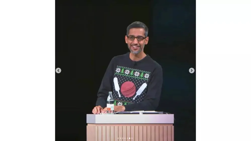 Sundar Pichai Showcases Cricket Passion at Google's Ugly Christmas Sweater Contest