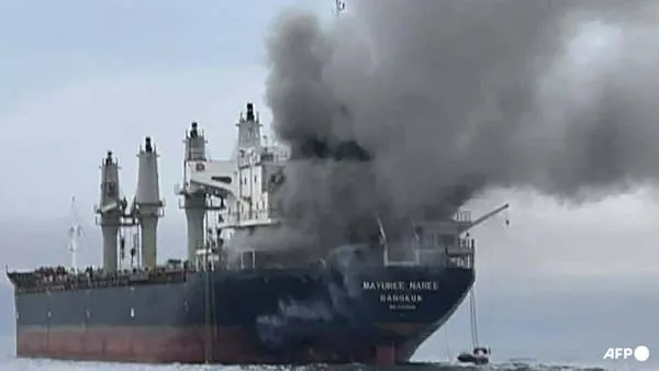 Thai cargo ship attacked near Strait of Hormuz; crew rescue operations underway