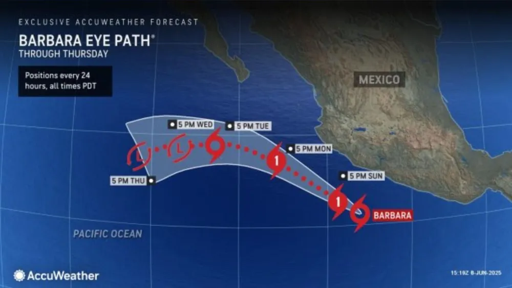 Tropical Storm Barbara Strengthens to Hurricane Off Mexico's Pacific Coast