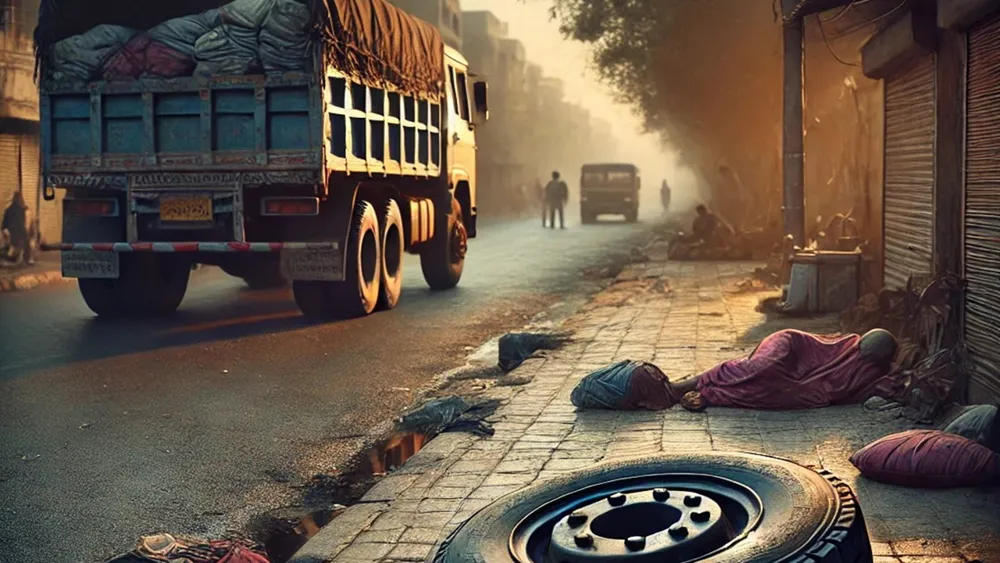 Truck spare wheel kills sleeping infant in Gujarat