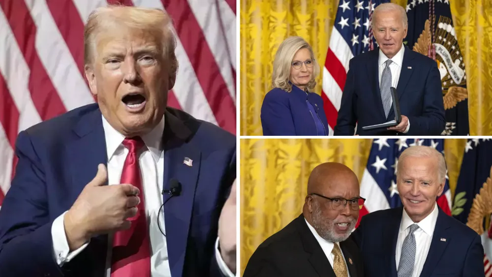 Trump criticizes Biden for presenting 'fake' medals to Liz Cheney and Bennie Thompson