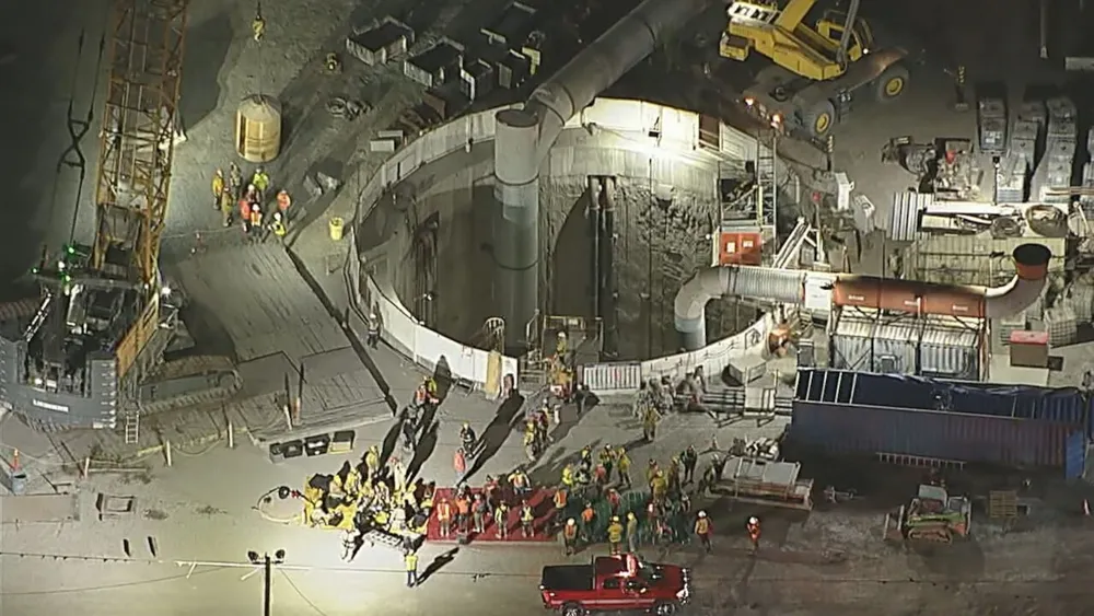Rescue efforts underway for workers trapped in Los Angeles tunnel collapse