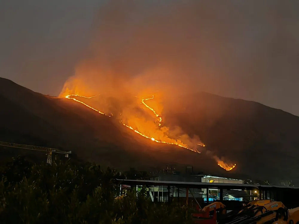 Two hikers rescued after enduring a four-hour hill fire in Yuen Long, Hong Kong