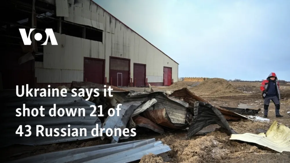 Ukraine downs 21 of 43 Russian drones in overnight assaults