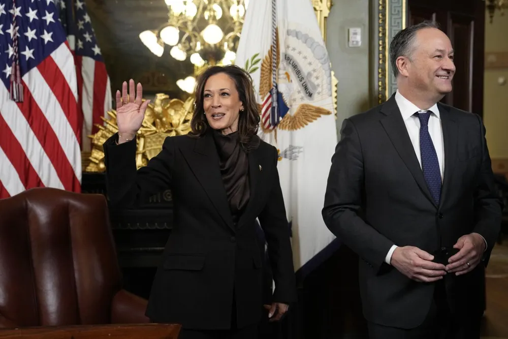 Vice President Kamala Harris Signs Ceremonial Desk Drawer, Honoring a 100-Year Tradition