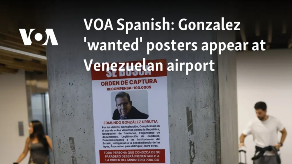 Wanted posters for Venezuelan opposition figure displayed at airport